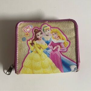 Disney Princess Cinderella, Aurora, and Belle Small Vintage Pink Foldable Wallet